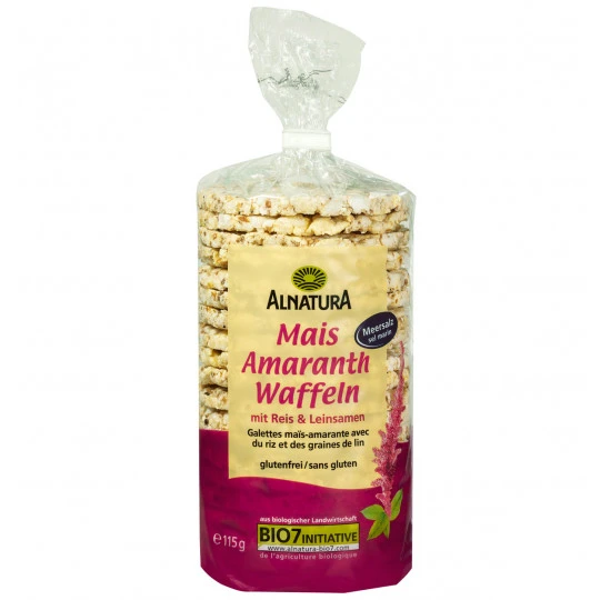 Bio Mais Amaranth Waffeln Mit Reis & Leinsamen 115G 3 Bio Mais Amaranth Waffeln Mit Reis & Leinsamen 115G