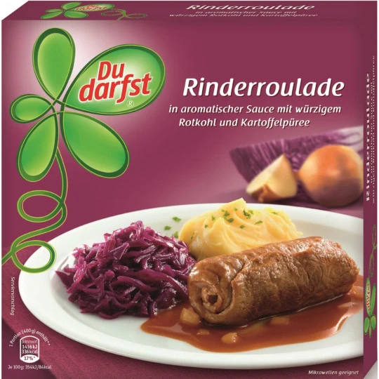 Darfst Rinderroulade In Aromatischer Sauce Mit Würzigem Rotkohl Und Kartoffelpüree 400G 3 Darfst Rinderroulade In Aromatischer Sauce Mit Würzigem Rotkohl Und Kartoffelpüree 400G