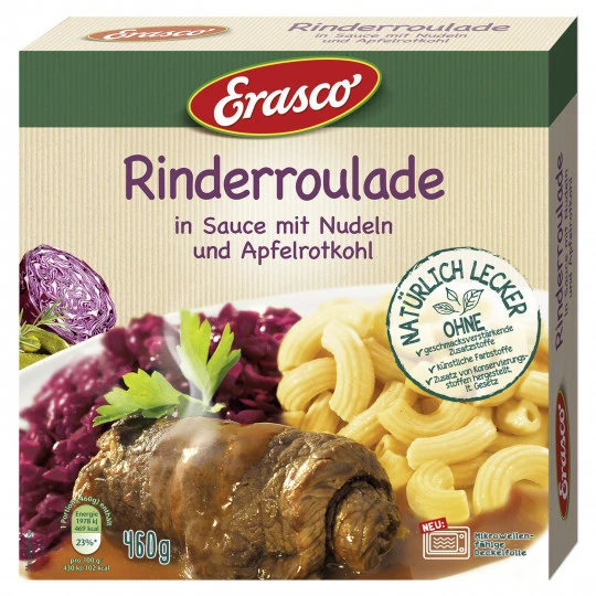 Rinderroulade In Sauce Mit Nudeln & Apfelrotkohl 460G 3 Rinderroulade In Sauce Mit Nudeln & Apfelrotkohl 460G