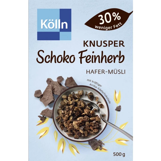 Müsli Knusper Schoko Feinherb 30% Weniger Fett 500G 3 Müsli Knusper Schoko Feinherb 30% Weniger Fett 500G