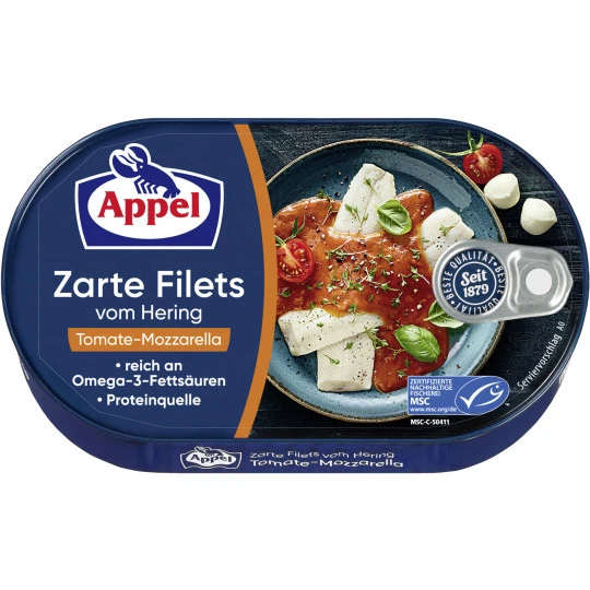 Zarte Heringsfilets In Tomate-Mozzarella 200G 3 Zarte Heringsfilets In Tomate-Mozzarella 200G